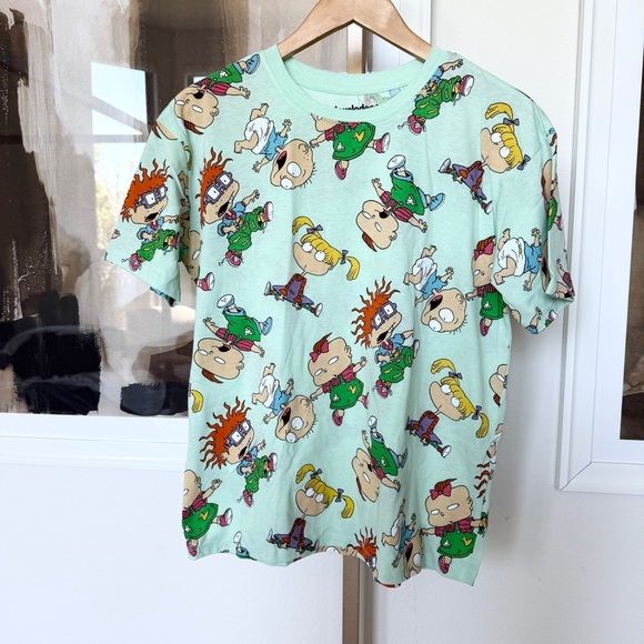 Nickelodeon Rugrats Y2K 2000s All-Over Graphic Pattern Short Sleeve Shirt Size L - Picture 1 of 8